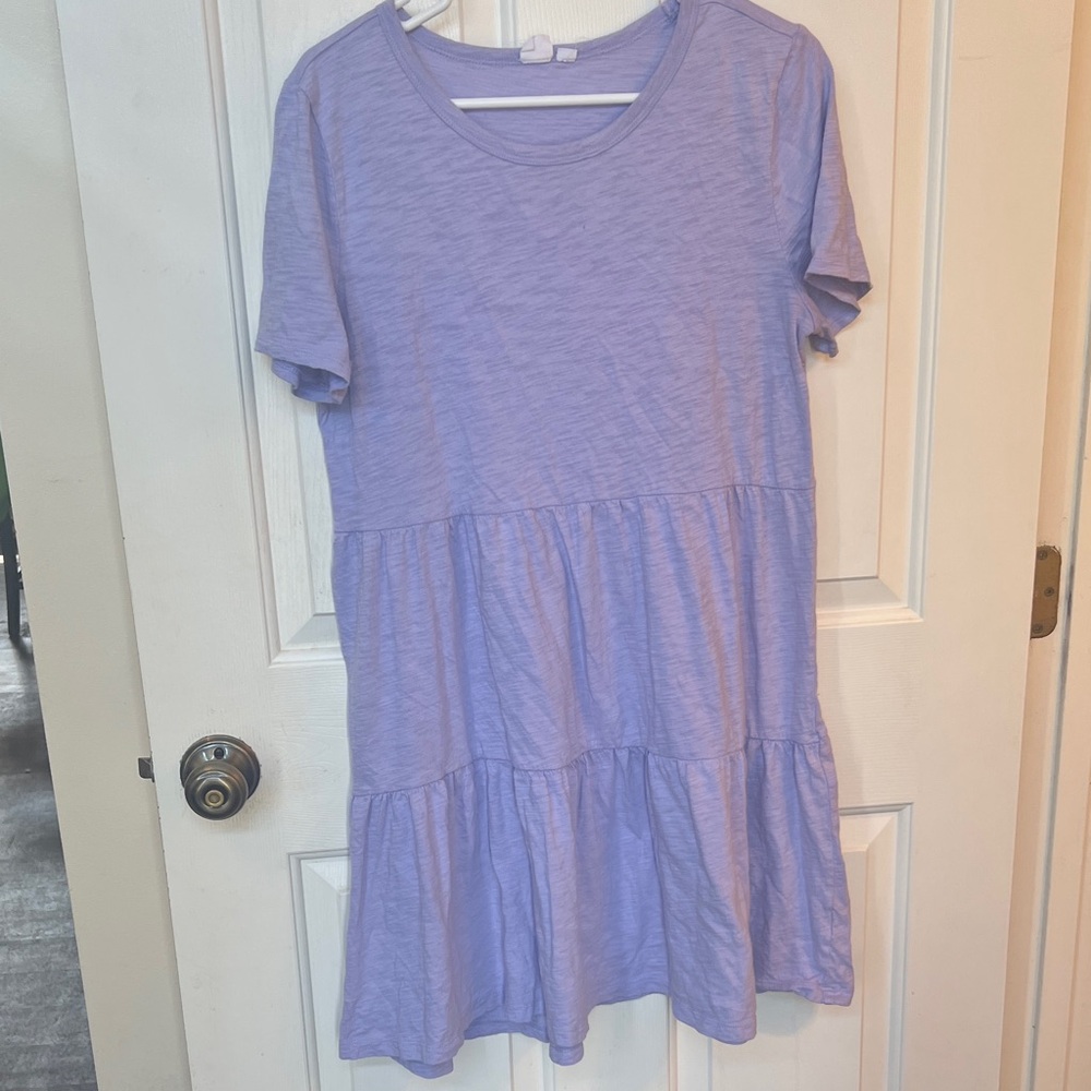 GAP Lilac Short Sleeve Tiered Knit Dress